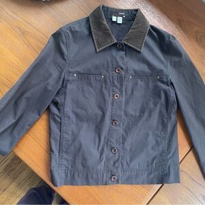 Esprit Black Cotton Utility Jacket with Brown Corduroy Collar